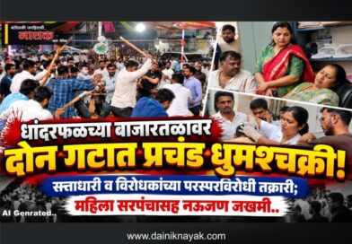 धांदरफळच्या बाजारतळावर दोन गटात प्रचंड धुमश्‍चक्री! सत्ताधारी व विरोधकांच्या परस्परविरोधी तक्रारी; महिला सरपंचासह नऊजण जखमी..